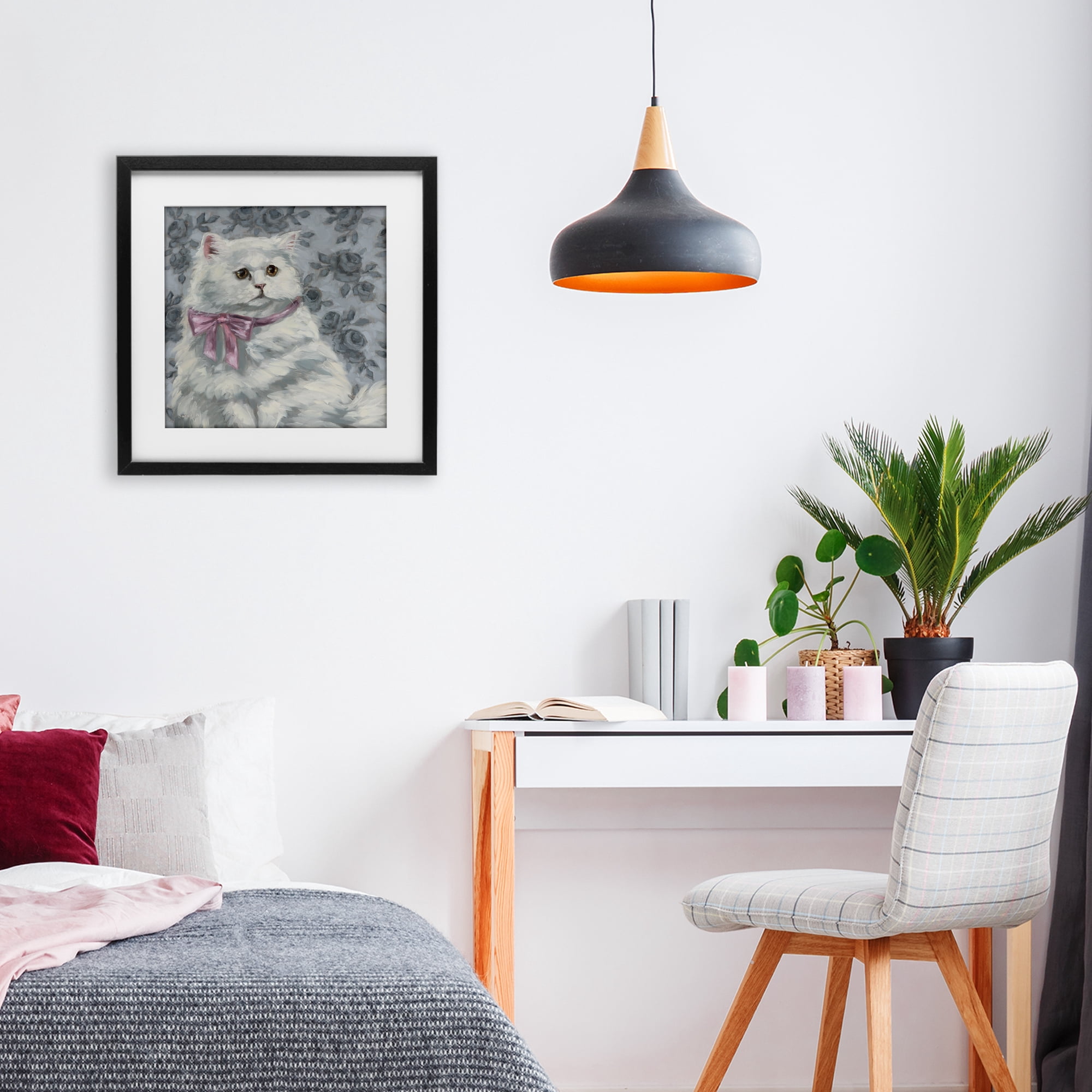 Stupell Industries Coquette Kitty Portrait Black Framed Print Under Glass, design by Sara G. Designs