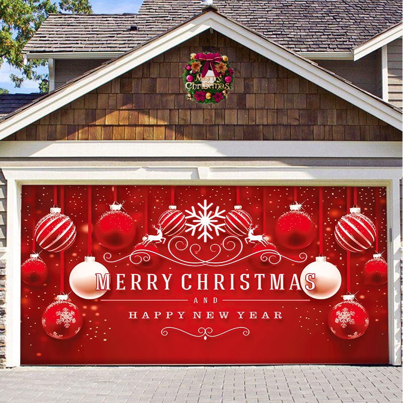 7 x 16 ft Merry Christmas Holiday Banner Garage Door Cover Murals
