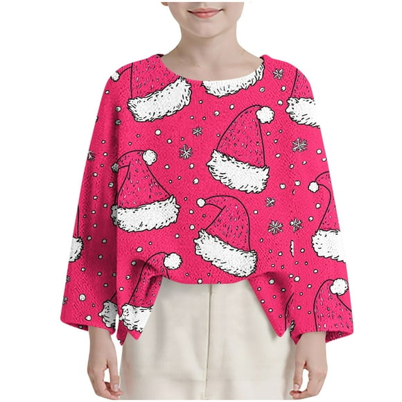 Birdeem Children's Christmas Shirt, Long Sleeve, Printing Round Neck, Short Fashion, Loose Top, Funny Christmas Shirts, Boys Christmas Shirt