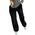 thumbnail image 3 of SAYOO Women's Cargo Jogger Pants, Mid Waist Solid Color Straight Leg Loose Street Pants, 3 of 6
