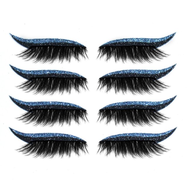 4 pares de pegatinas de delineador de ojos con purpurina, pestañas postizas Labymos estándar