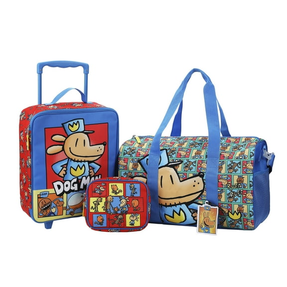 Dog Man Character Squares 4-Piece Youth Travel Set Carry on luggage