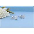 thumbnail image 5 of Dazzlingrock Collection 0.10 CT Round White Diamond Square Unisex Stud Earrings, Sterling Silver, 5 of 6
