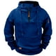 thumbnail image 1 of Ceisia Men's Fleece-Lined Half-Zip Hooded Sweatshirt with Multi-Pockets for Casual & Work Wear Blue L Gifts, 1 of 6