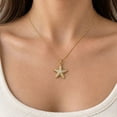 thumbnail image 5 of Green Jiss Exquisite Starfish Necklace – Gold-Plated Textured Starfish Pendant with Pavé Cubic Zirconia (CZ) on a Box Chain; A Perfect Summer Beach/Ocean-Themed Jewelry Gift for Her, 5 of 6