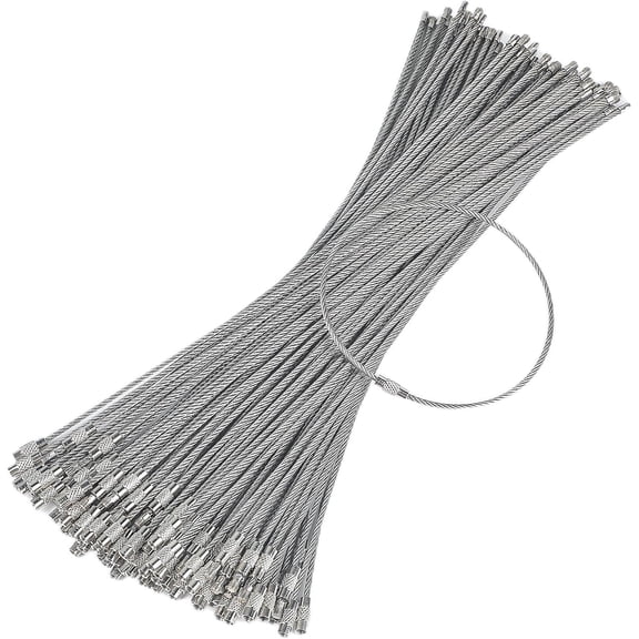 DESIGNICE 5 Inch/10 Inch Wire Keychain Cable Large Stainless Steel Key Ring Loop Holder, 20/50/100 Pack