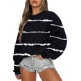 thumbnail image 1 of TIMIFIS Chandail Rayé Noir pour Femmes Manches Longues Décontracté Automne Hiver Mode Col Rond, 1 of 5