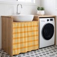 thumbnail image 3 of Yellow Orange Checkered Cabinet Curtain 35"Wx35"L,Dustproof Under Sink Skirt W/ Self Adhesive Tape,Farmhouse Buffalo Plaid Striped Cabinet Curtain Cover for Kitchen Sink,Bathroom Vanity,Laundry Room, 3 of 9