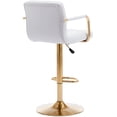 thumbnail image 5 of Bar Stools with Back, Adjustable Swivel Leather Barstools with Arms, Pneumatic Lift Counter Height Stools for Kitchen Island, Bistro, Pub, White & Gold, 5 of 9