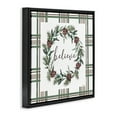thumbnail image 3 of Stupell Industries Believe Wreath on Green Plaid Black Framed Floater Canvas Wall Art design by Elizabeth Tyndall, 18 x 18, 3 of 9
