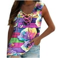 thumbnail image 1 of Pompotops Women's V-Neck Leisure Sleeveless Printing Drawstring Vest Tops, 1 of 5