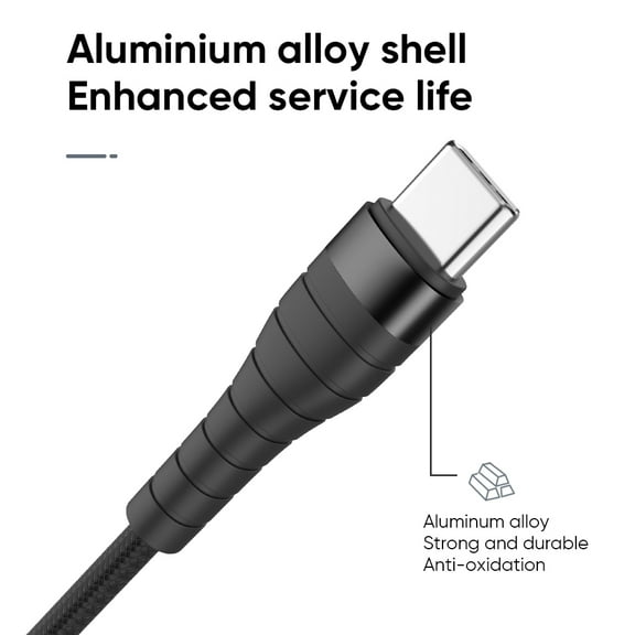 USB to Type C, Charger Cable Data Cord 2.4A Fast Charging (1.5M / 5FT) High Quality Nylon Braided Zinc Alloy USB Type C ,Xpm Universal Cable [ Black ]