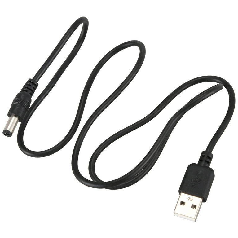USB Cable 5.5mm / 2.1mm 5V DC Jack Power Cable (Black, 75cm