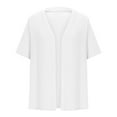 thumbnail image 4 of Plus Size Cardigan For Women 2024 Spring Summer Open Front Solid Color Half Sleeve Coat Tops Trendy Casual Blouse Cardigan Loose Sweater Button down Sweater Cardigan Women Corded Cardigan Warm, 4 of 6