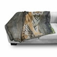 thumbnail image 3 of Zoo Soft Flannel Fleece Throw Blanket, Bengal Tiger Feline Predator Aggressive Hunter Carnivore Africa Safari, Cozy Plush for Indoor and Outdoor Use, 60" x 80", Pale Brown Black White, by Ambesonne, 3 of 6