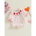 Aialyic Baby Girl Short Sleeve Romper Heart Embroidery Dot Print Crew