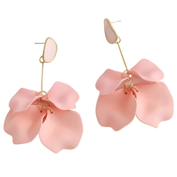 DESIGNICE Petal Drop Dangle Earrings for Women Bohemian Rose Flower Tassel Long Earrings-Pink