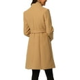 thumbnail image 3 of INSPIRE CHIC Womens' Fall Winter Button Front Closure Mock Neck Woolen Coat with Pockets Khaki XL, 3 of 5
