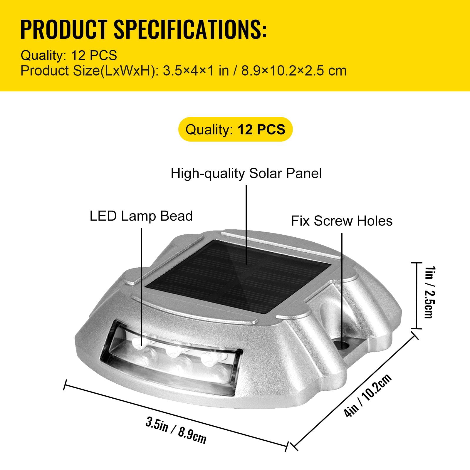 12-Pack Solar Dock Lights with IP68 Waterproof, 45 Tons Load Capacity, 875 Yards Lighting, for Driveway Walkway Deck