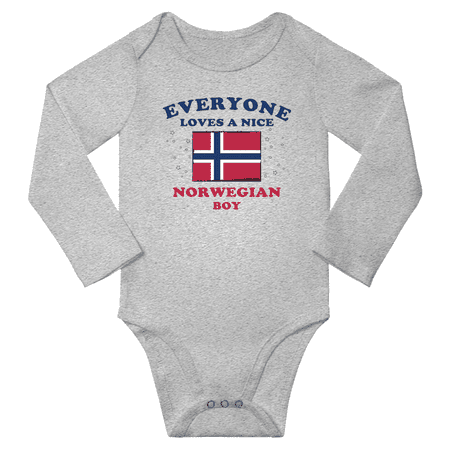 

Everyone Loves a Nice Norwegian Boy Baby Long Slevve Bodysuit Outfits (Gray 12-18 Months)