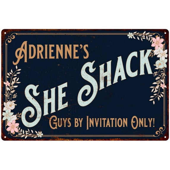 Adrienne's SHE SHACK Sign Metal Shed Tin Metal Wall Decor 8 x 12 Matte Finish Metal 108120060397
