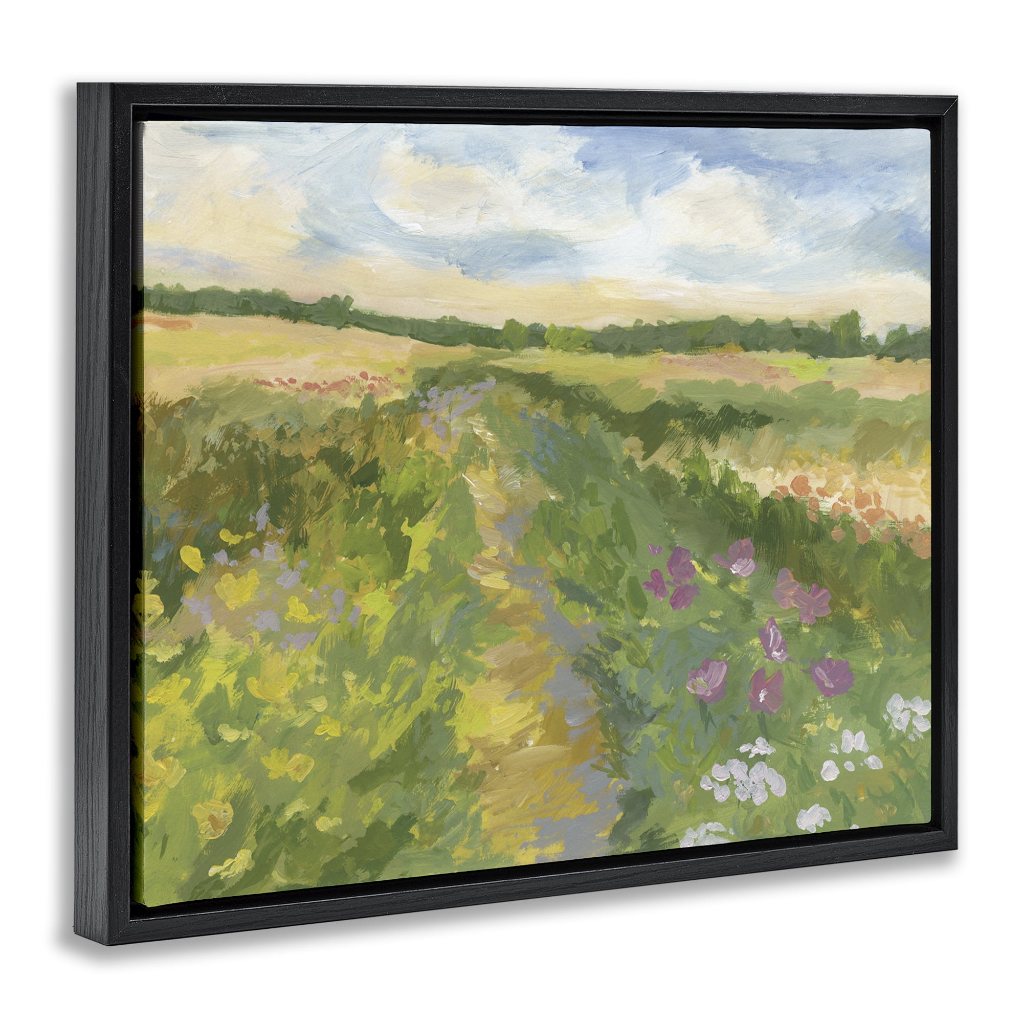Stupell Industries Windswept Flower Field Black Framed Floater Canvas Wall Art, design by Victoria Barnes