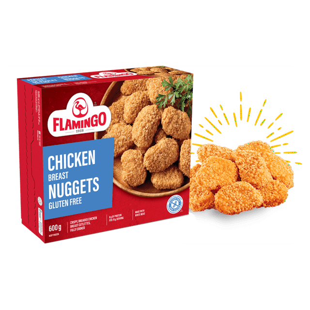Flamingo Chicken breast nuggets - Crispy, Breaded Chicken breast cutlettes, fully cooked, Flamingo nuggets