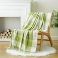 thumbnail image 3 of Battilo Light Green Plaid Throw Blanket for Couch,Summer Lightweight Farmhouse Outdoor Throw,Fresh and Clean Blanket,50"x60", 3 of 6