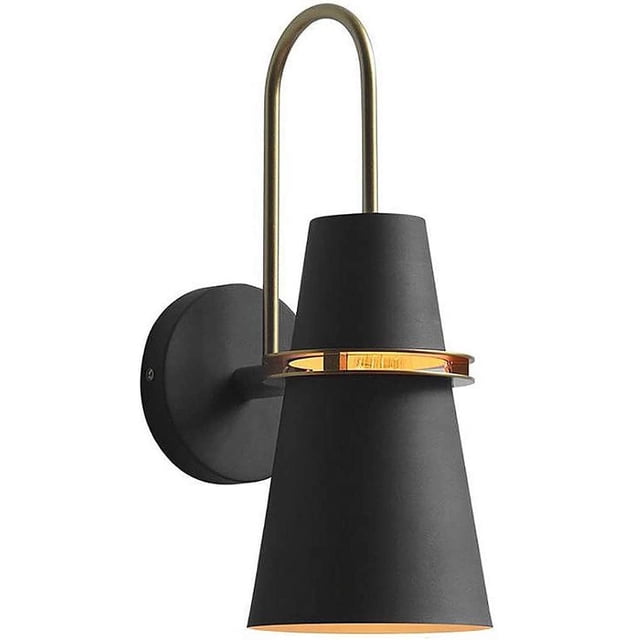 Luces de pared de cuerno dorado de diseño moderno nórdico, lámpara de pared interior para mesita de noche, dormitorio, sala de estar, pasillo (negro)