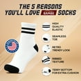 thumbnail image 3 of Forever Bambe Retro Mini Crew Socks, Soft Terrycloth Cushioned Bottom, White Striped 4-Pack, 3 of 7