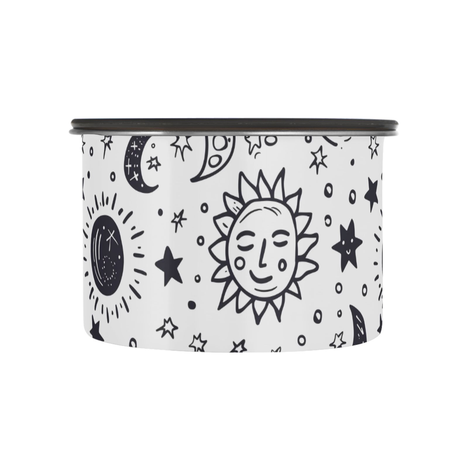 Cute Cartoon Sun Moon Star Airtight Coffee Bean Canister 30oz Food Storage Containers with Lids For Gournd, Tea, Sugar, Flour, Rice, Cereal, Candy Cookie Jar