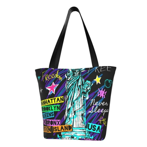 Fotbe New York City Bolsa de Playa con Estampado, Bolsa de Hombro, Bolsa de Mano Espaciosa, Bolsa de Viaje Ligera, Bolsa de Compras Versátil