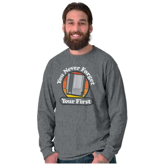 Never Forget Your 1st Old Video Gamer Long Sleeve TShirt Men Women Brisco Brands 2X