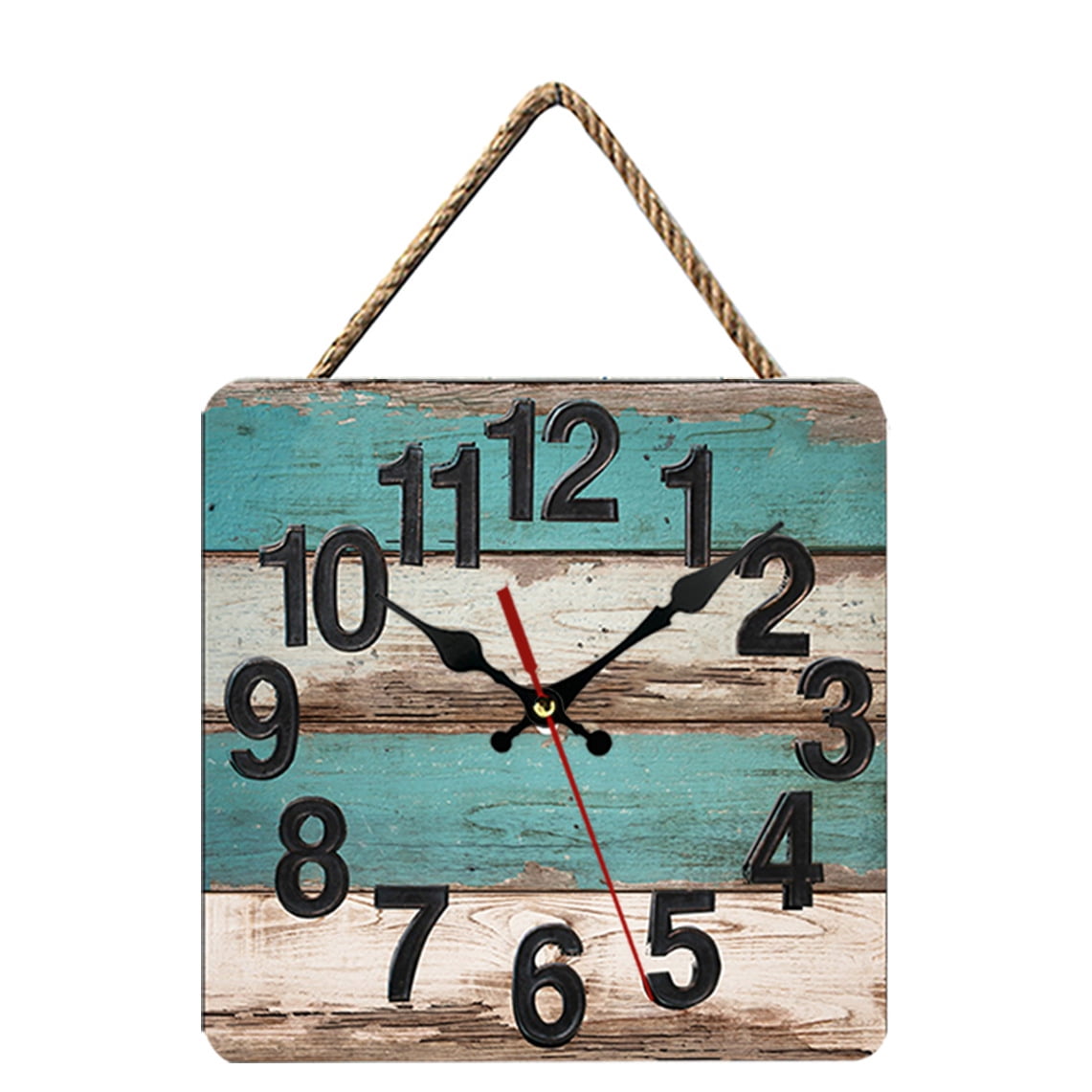 Wood Growth-Rings Wall Clock Battery Operated Non Ticking Silent Quartz Analog Rustic Farmhouse Round Clock Retro Decor for Home Kitchen Living Room Bathroom
