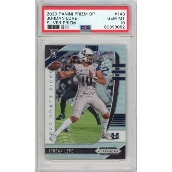 Graded 2020 Panini Prizm DP Jordan Love #148 Silver Prizm Rookie RC Football Card PSA 10 Gem Mint