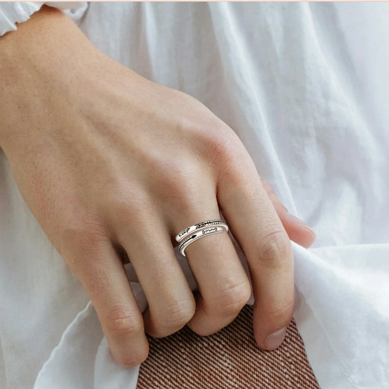 TANGPOET Inspirational Rings for Women Girls 925 Sterling Silver Ring Personalized Jewelry Birthday Graduation Gifts 7 9 Adjustable