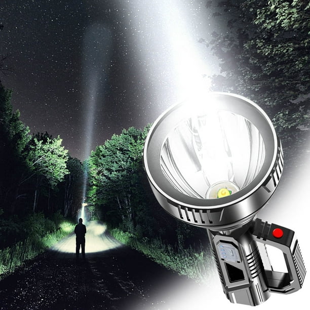Fiudx Linterna de Luz Potente, Lámpara Led Recargable Por Usb, Batería Externa de Alta Capacidad, Reflector Multifuncional para Exteriores, Ideal para Senderismo, Camping, Pesca Nocturna, Preparación