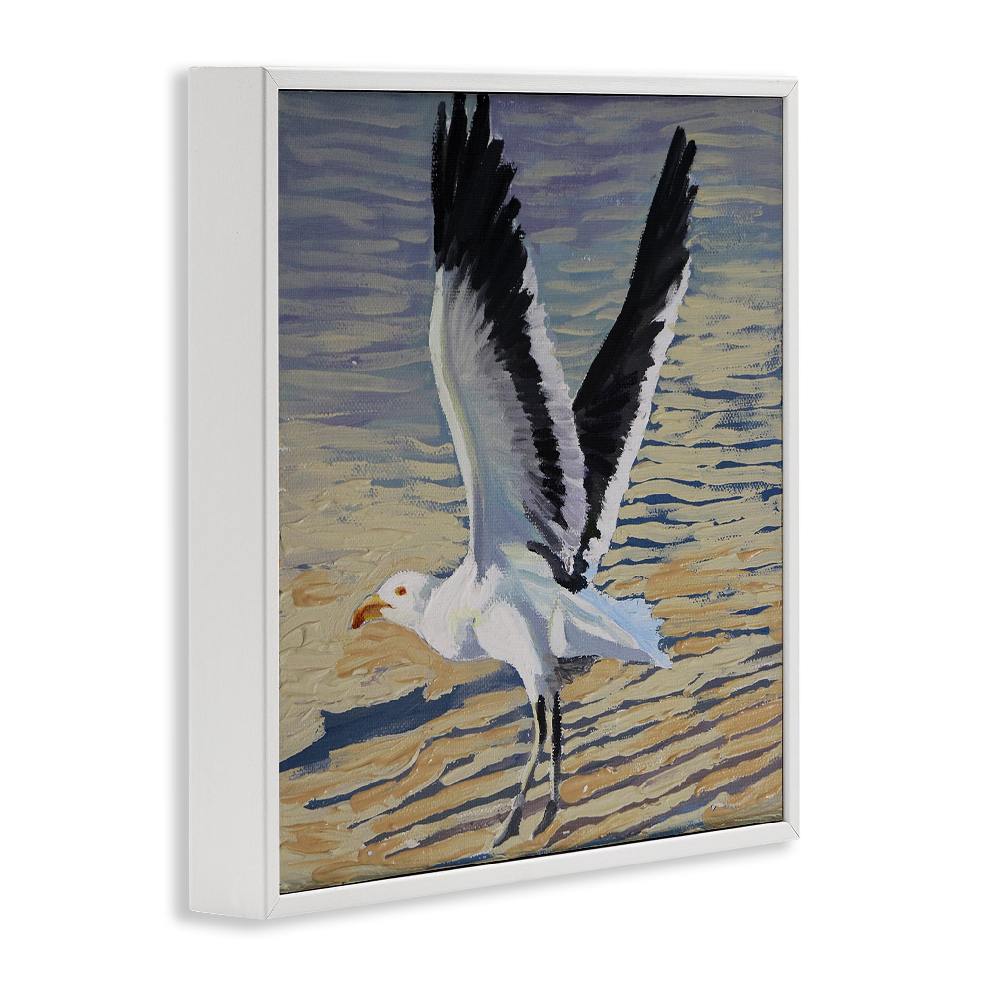 Stupell Industries Seagull Taking Flight White Framed Giclee Art, design by Violeta Vollmer