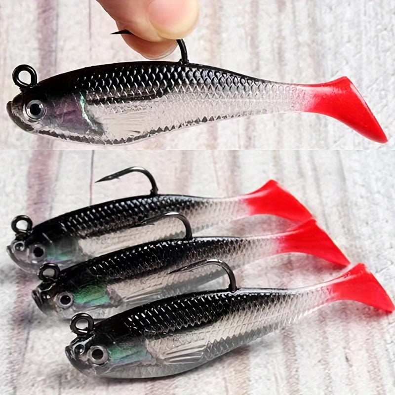 5pcs WYSUMMER Bionic Fishing Lures Jigs Set - Soft PVC,, Mixed Colors with 3D Eyes & T-Tail for Realistic Swimming Action - Ideal for Freshwater & Saltwater Fishing, Fishing Bait