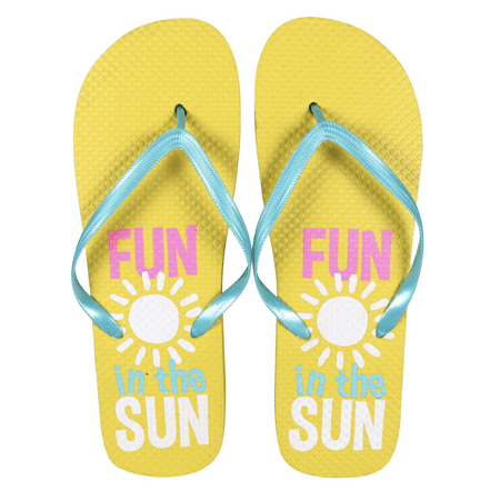 

Women s Fun in the Sun Rubber Flip-Flops - Yellow [Size S 5/6]