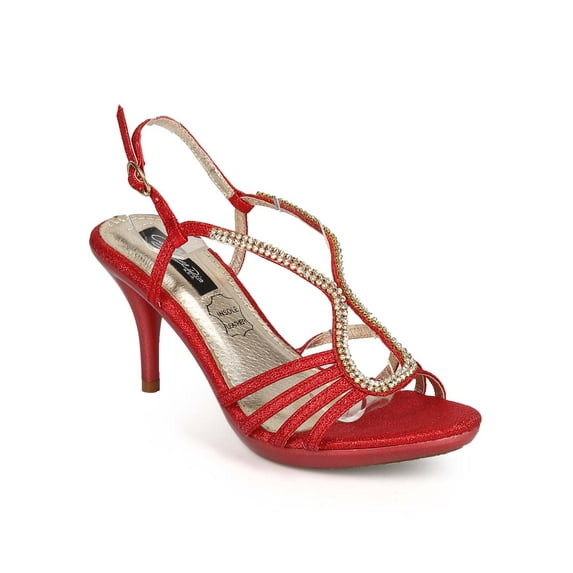 New Women Cathy Din Abbey-2 Glitter Open Toe Rhinestone Slingback Low Sandal Sz