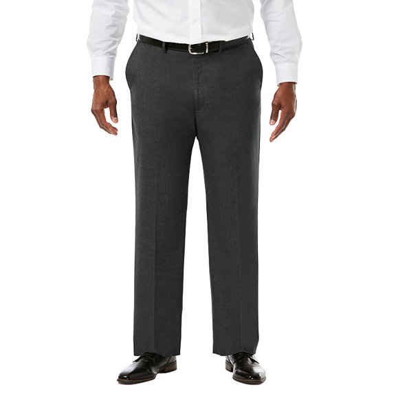 Haggar Mens Classic fit Dress Pants Pants 46 / 30 Charcoal Grey Solid Stretch