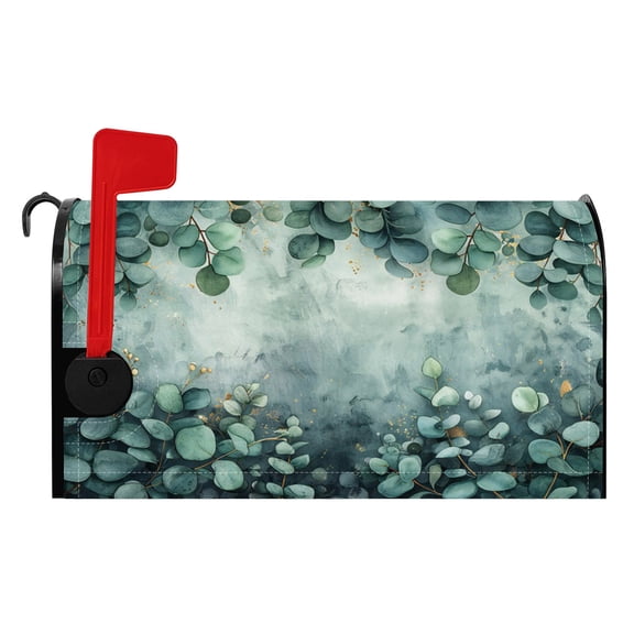 Pbobriich Farmhouse Green Leaves Mailbox Cover Magnetic Standard Size,18x21