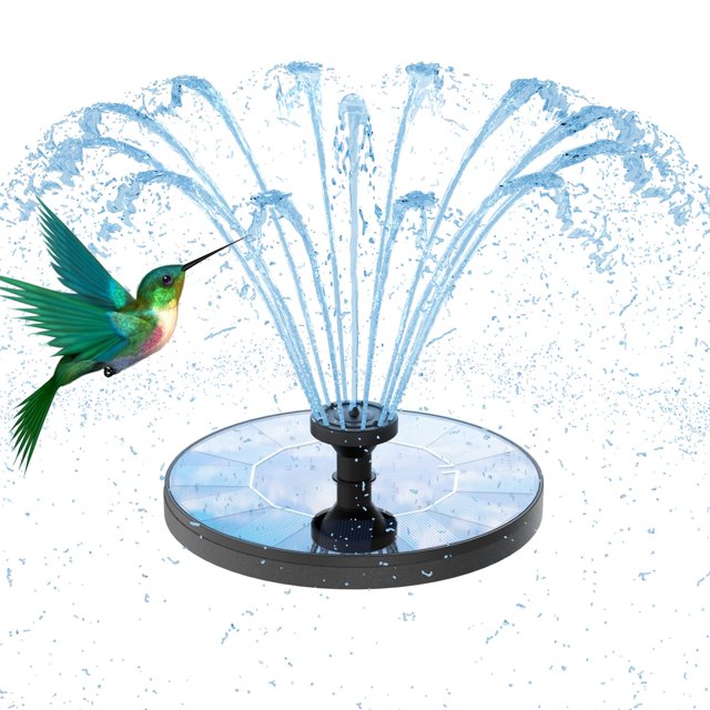Fuente de agua solar AMZtime con 6 boquillas y bomba flotante