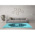 thumbnail image 3 of Ahgly Company Indoor Round Medallion Light Blue Traditional Area Rugs, 5' Round, 3 of 4