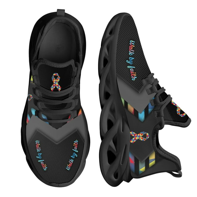 Zapatillas deportivas de malla con estampado de concienciación sobre el autismo para mujer, ligeras y resistentes al desgaste, calzado para caminar para mujer