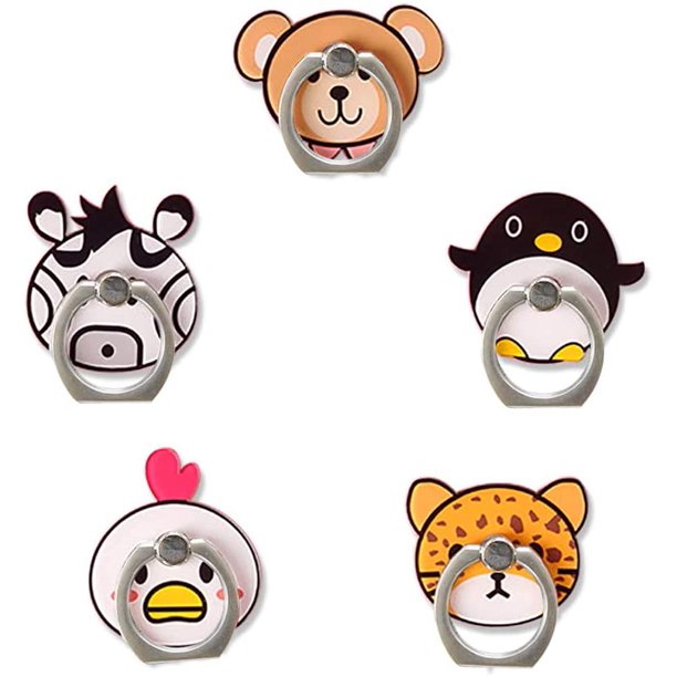 Soporte para teléfono Soporte para teléfono Lindo animal Zoo Anillo de dedo Soporte giratorio 360 para teléfonos celulares, teléfonos inteligentes, tabletas (paquetes de 5) - Style2 oso de fresa Juguete