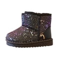 thumbnail image 3 of Botas de nieve para niñas, zapatos de princesa de algodón con lentejuelas que combinan con todo para invierno, botas cálidas con forro polar para niñas grandes, 3 of 6