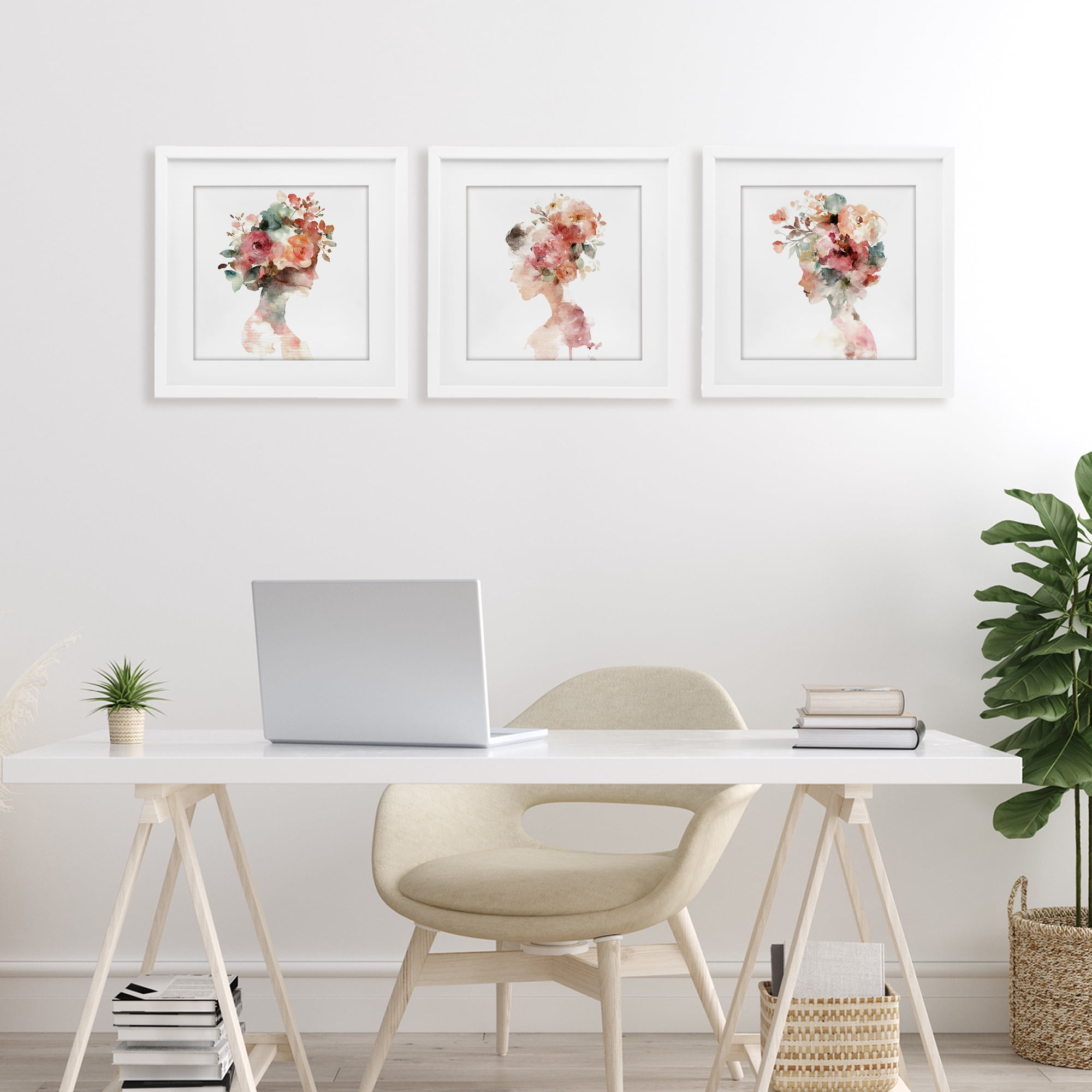 Stupell Industries Floral Dreamscape Portraits 3 Piece White Framed Print Under Glass Set, design by Svetlana Aleynikova