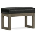 thumbnail image 3 of Milltown 27 inch Wide Solid Wood Contemporary Footstool Small Ottoman Bench in Distressed Black, 3 of 12